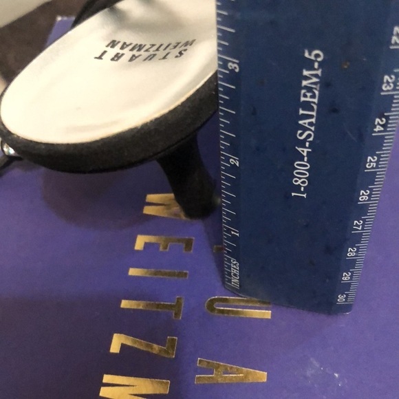 Stuart Weitzman size  10 black ankle wrap heels Rhinestone details - Picture 13 of 15